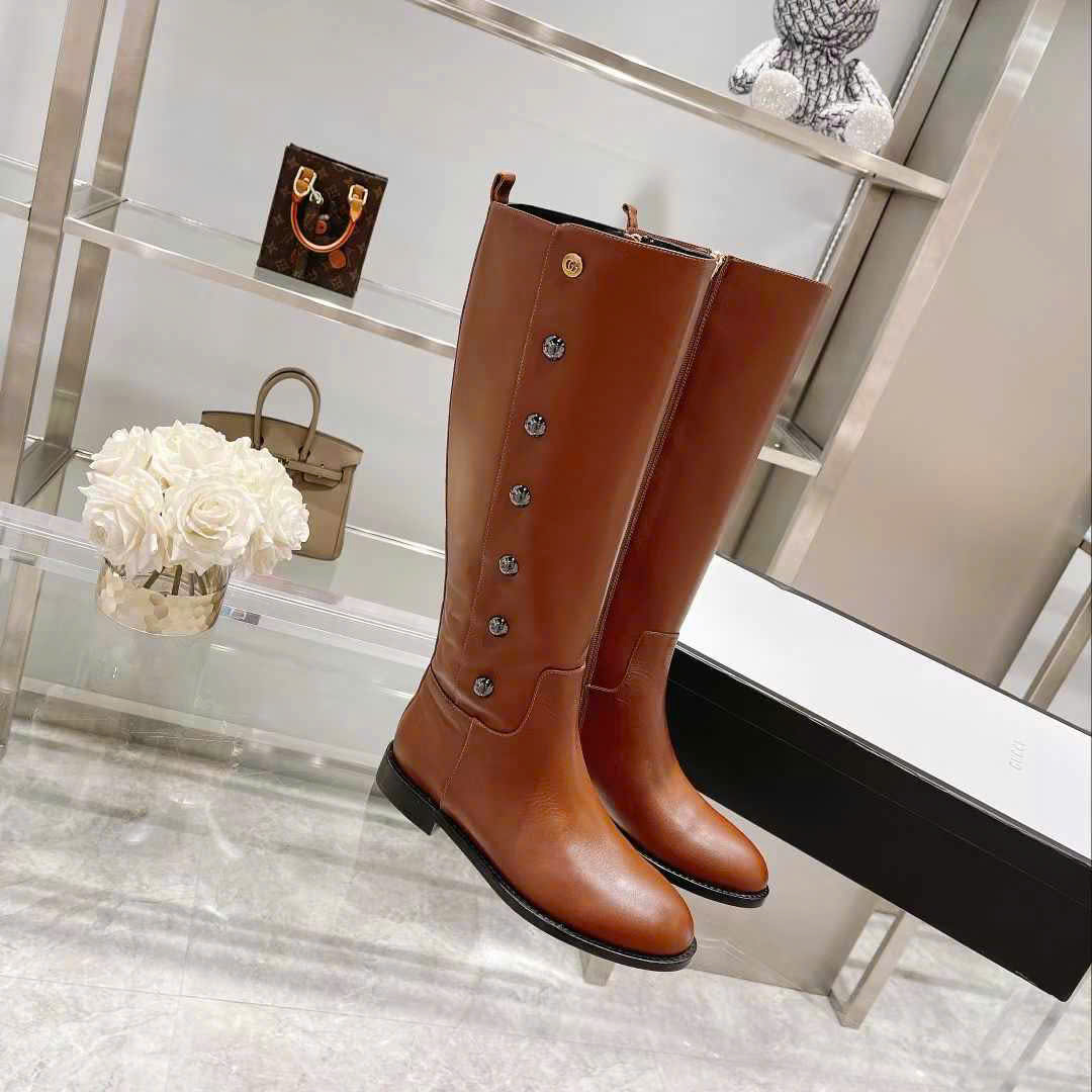 (1:1 replica) Gucci GG Leather Long Boots