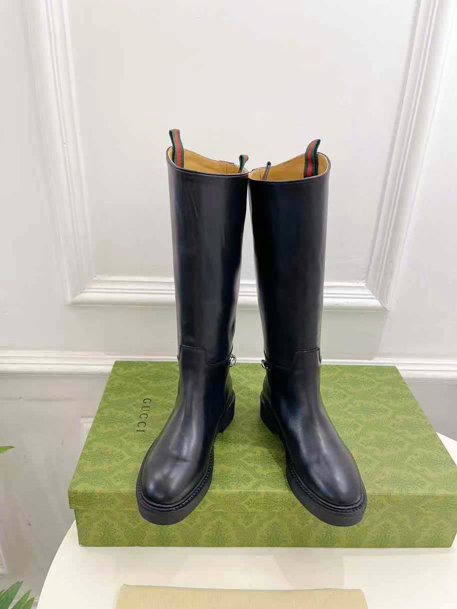 (1:1 replica) Gucci Horsebit Leather Long Boots