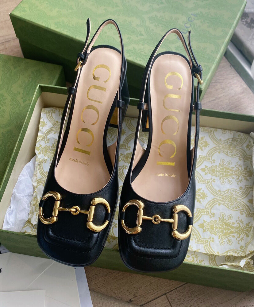 (1:1 replica) Gucci Women s Mid-heel Slingback With Horsebit Black
