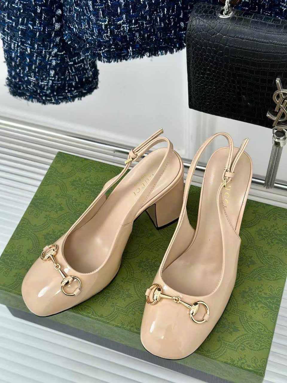 (1:1 replica) Gucci Horsebit Slingback Women s Shoes