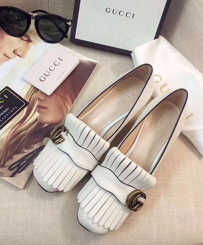 (1:1 replica) Gucci Leather mid-heel pump 408208