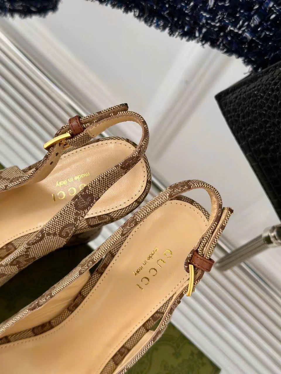 (1:1 replica) Gucci Wedge Women s Sandal 12cm