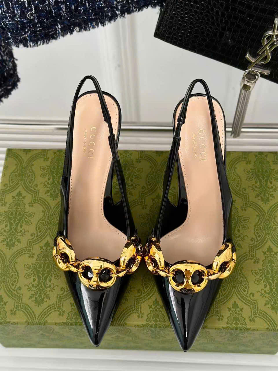 (1:1 replica) Gucci Slingback Women s Shoes 9cm