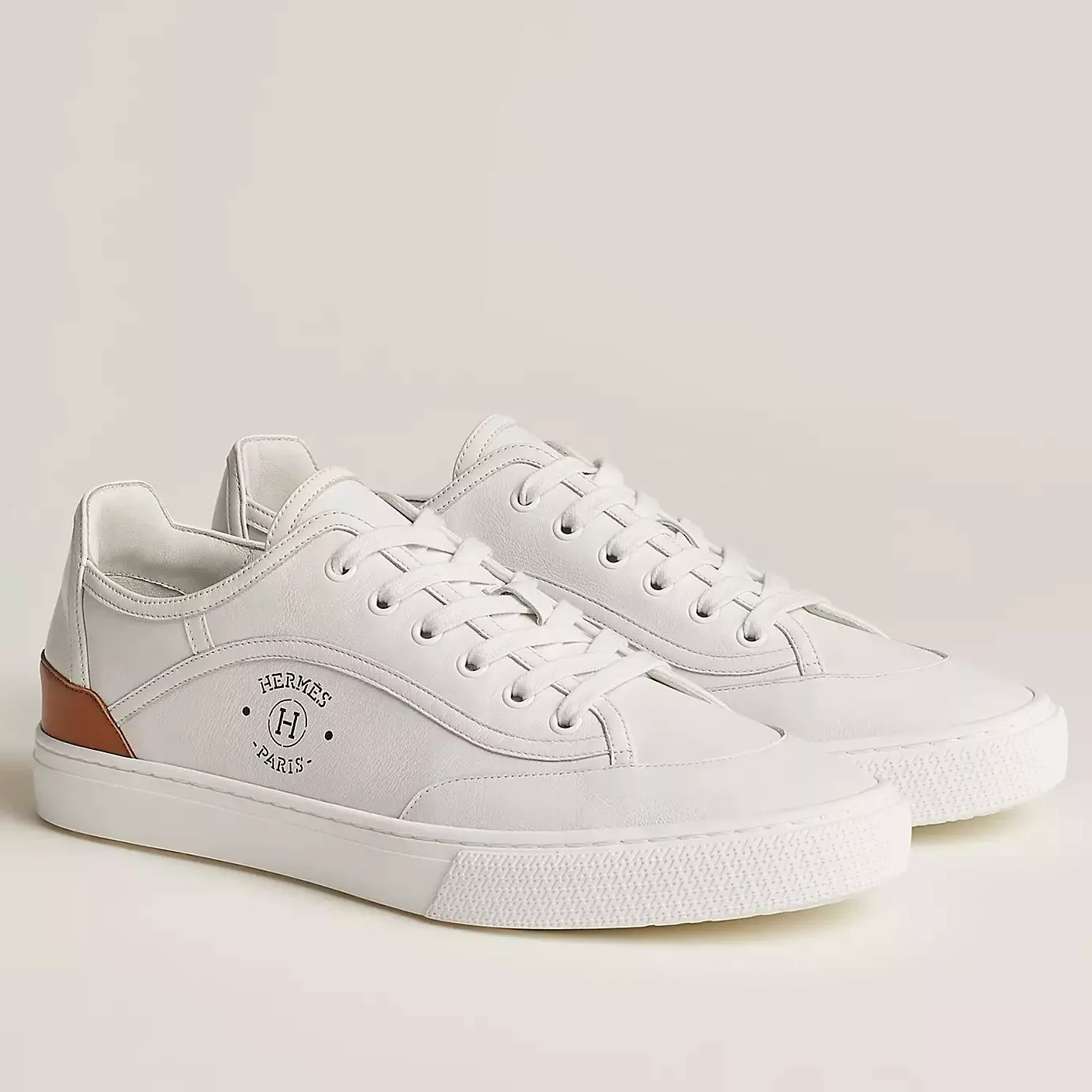 (1:1 replica) Hermes Men s Get Sneakers in White Calfskin HM026