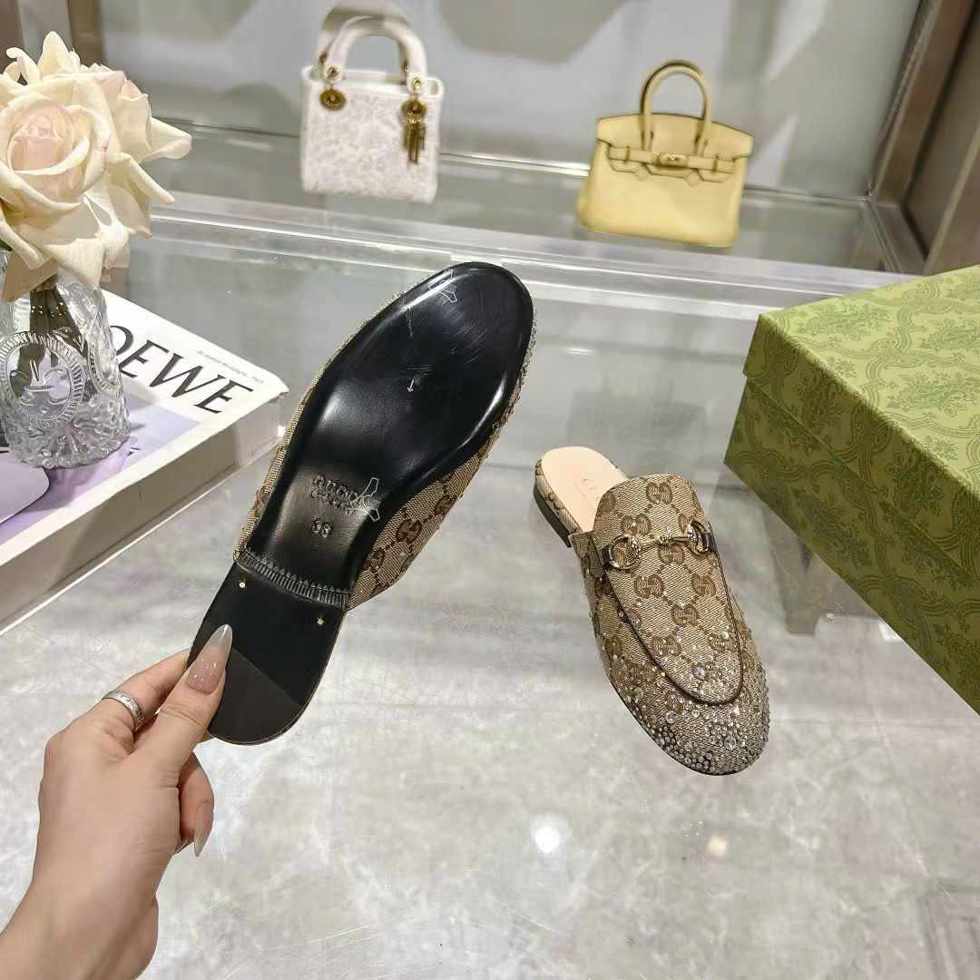 (1:1 replica) Gucci Horsebit Open Back Shoes
