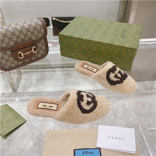 (1:1 replica) Gucci Wool Logo Slippers