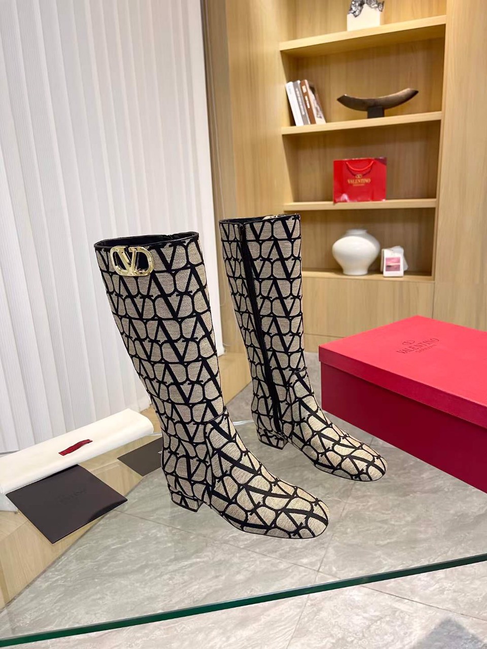 (1:1 replica) Valentino Logo Boot In Toile Iconographe 30MM