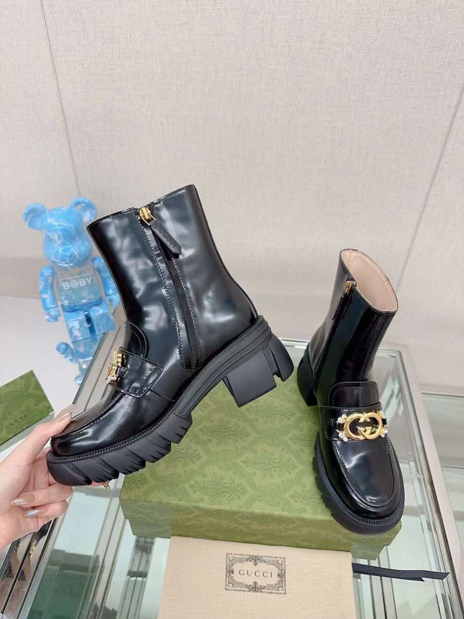 (1:1 replica) Gucci Women s Ankle Boots GG Logo