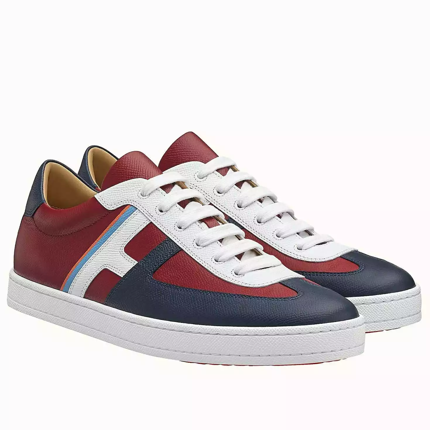(1:1 replica) Hermes Boomerang Sneakers In Multicolore Bordeaux Leather HM052