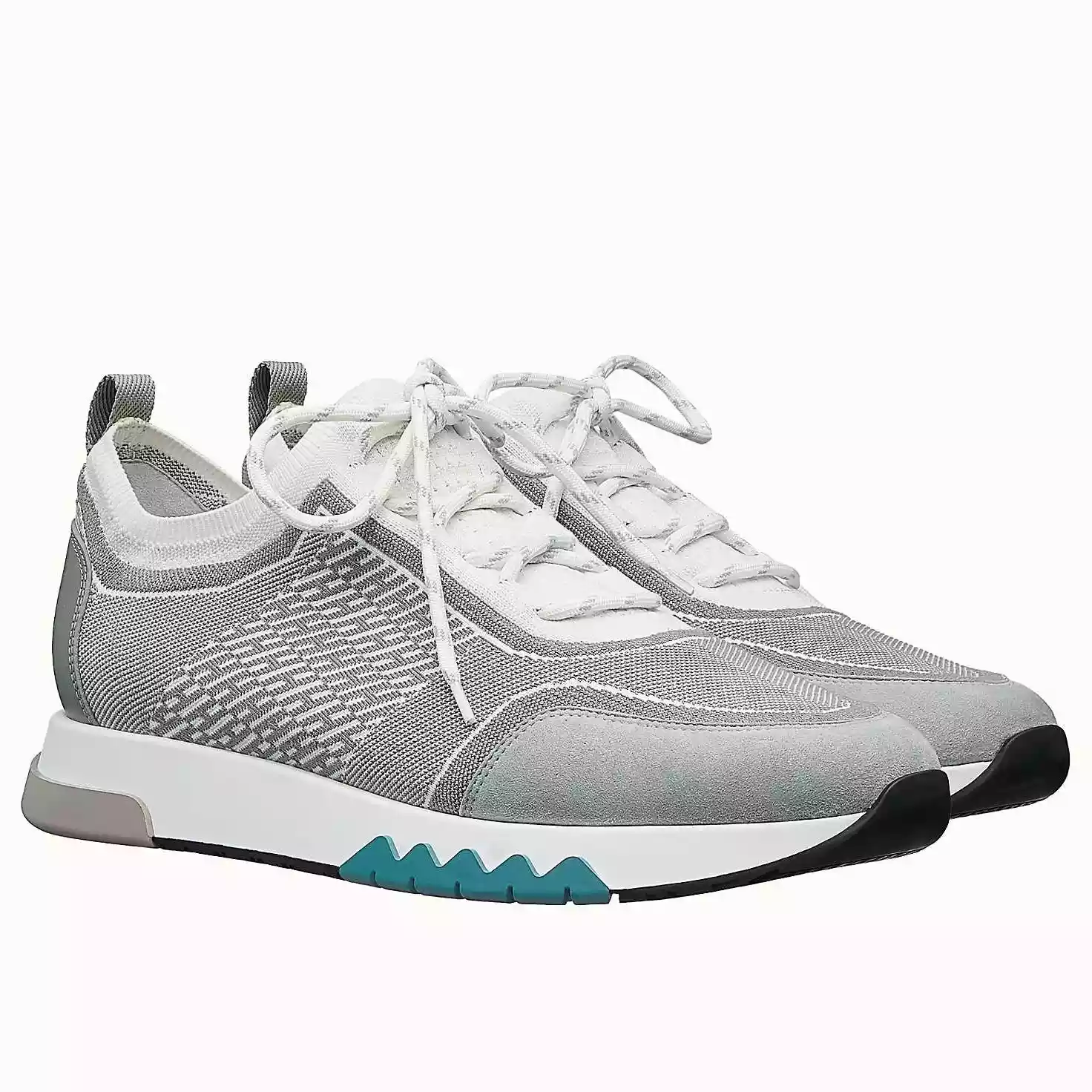 (1:1 replica) Hermes Men s Addict Sneakers In Grey Knit HM036
