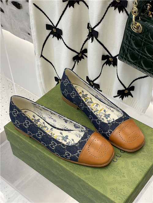 (1:1 replica) Gucci Square Toe Flat Shoes