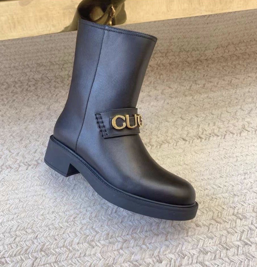(1:1 replica) Gucci Leather Women s Ankle Boots