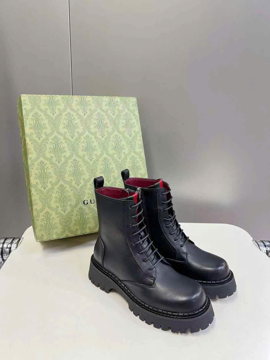 (1:1 replica) Gucci Leather Ankle Boots