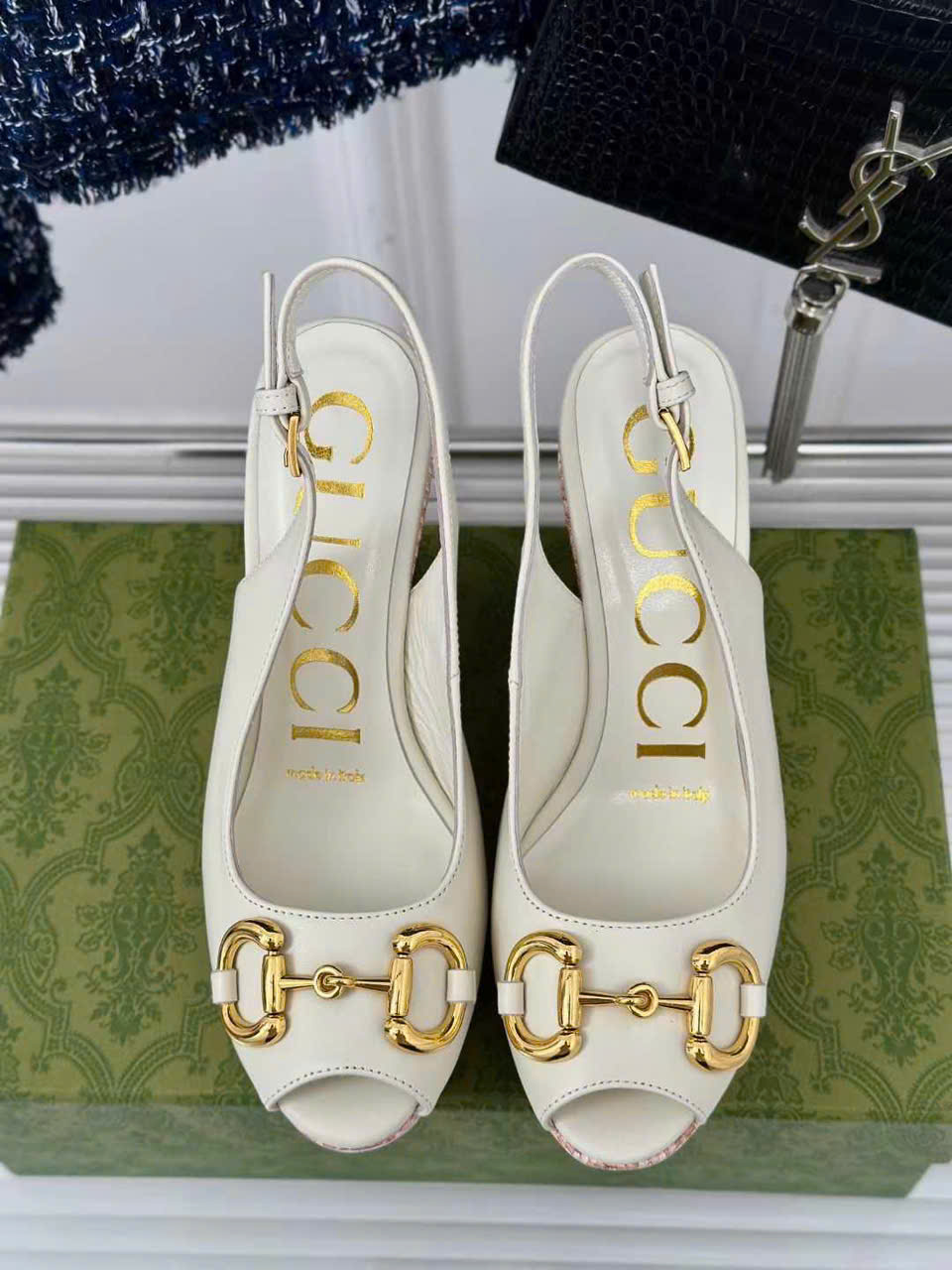 (1:1 replica) Gucci Wedge Women s Sandal 12cm