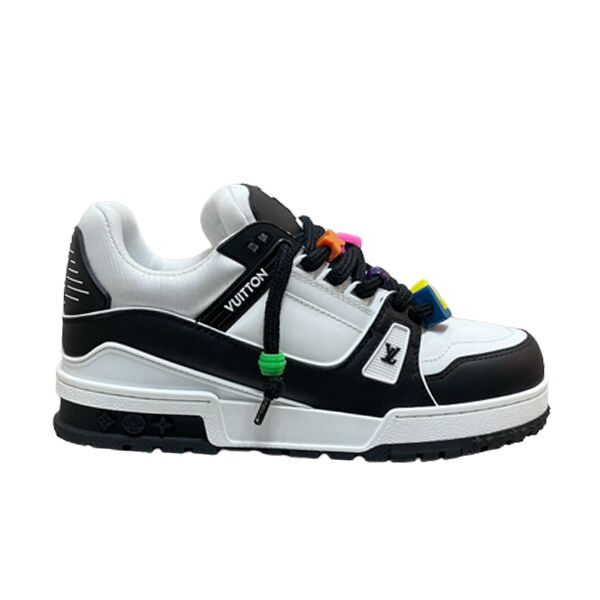 (1:1 replica) LOUIS VUITTON TRAINER MAXI LOW-TOP SNEAKERS IN WHITE AND BLACK LVS116