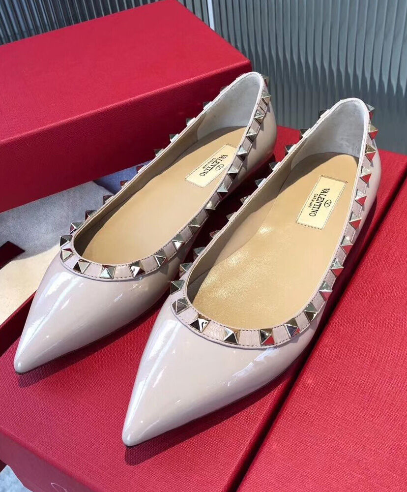 (1:1 replica) Valentino Garavani Patent Rockstud Ballet Flat