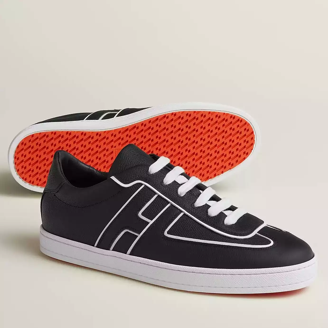 (1:1 replica) Hermes Boomerang Sneakers In Black Epsom Calfskin HM020