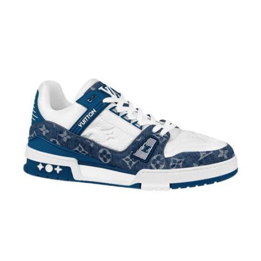 (1:1 replica) LOUIS VUITTON TRAINER MONOGRAM DENIM WHITE BLUE LVS006
