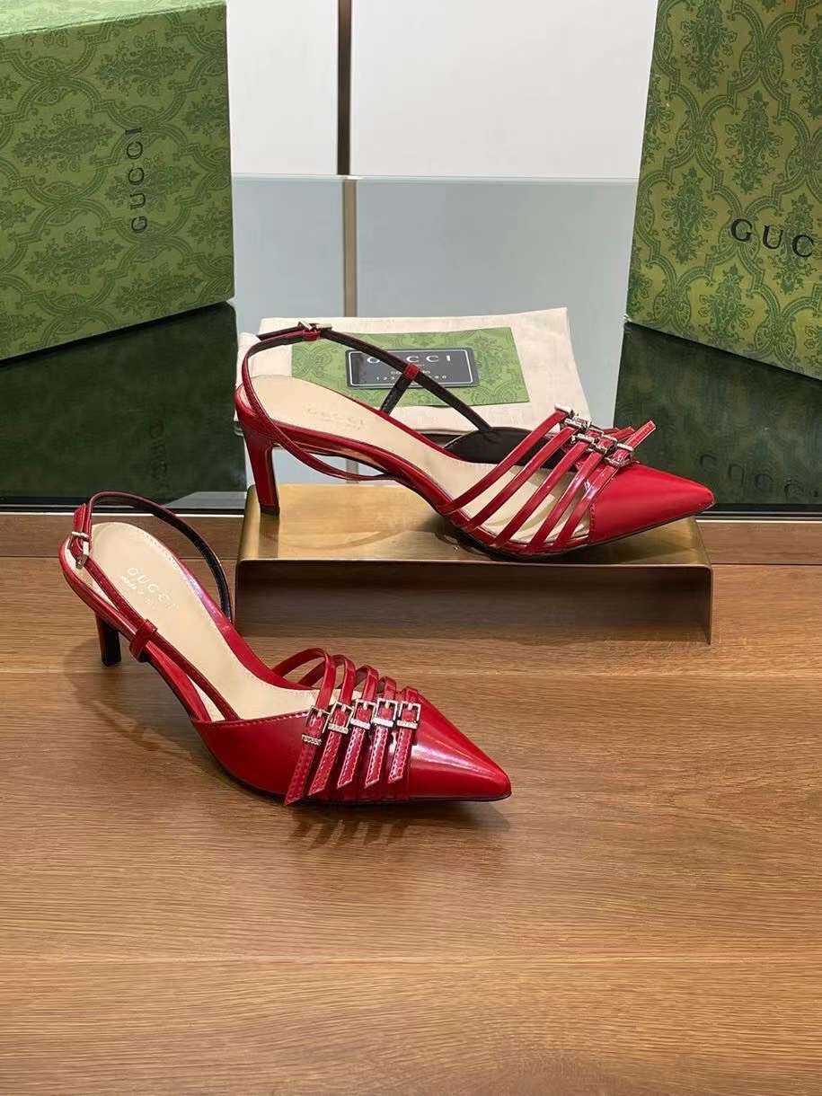 (1:1 replica) Gucci Leather Slingback Women s Shoes 6.5cm News