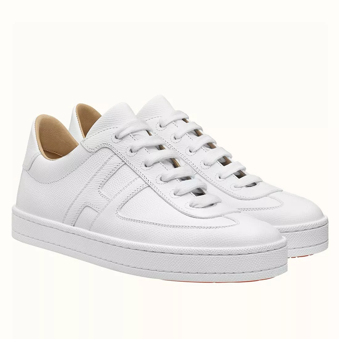(1:1 replica) Hermes Boomerang Sneakers In White Epsom Leather HM055