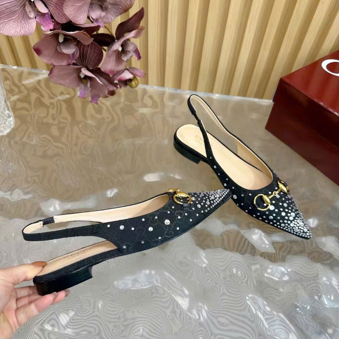 (1:1 replica) Gucci Horsebit Women s Slingback Shoes 2cm