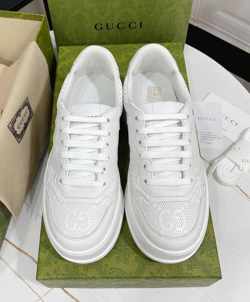 (1:1 replica) Gucci Unisex GG Embossed Sneaker White