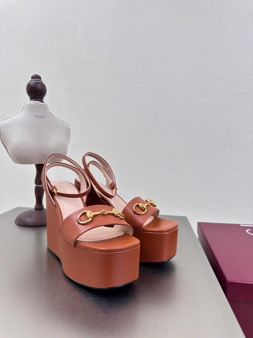 (1:1 replica) Gucci Horsebit Wedges Sandals 12cm