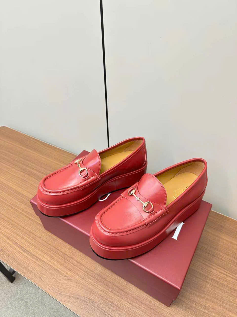 (1:1 replica) Gucci Horsebit Wedge Loafer Women s Shoes