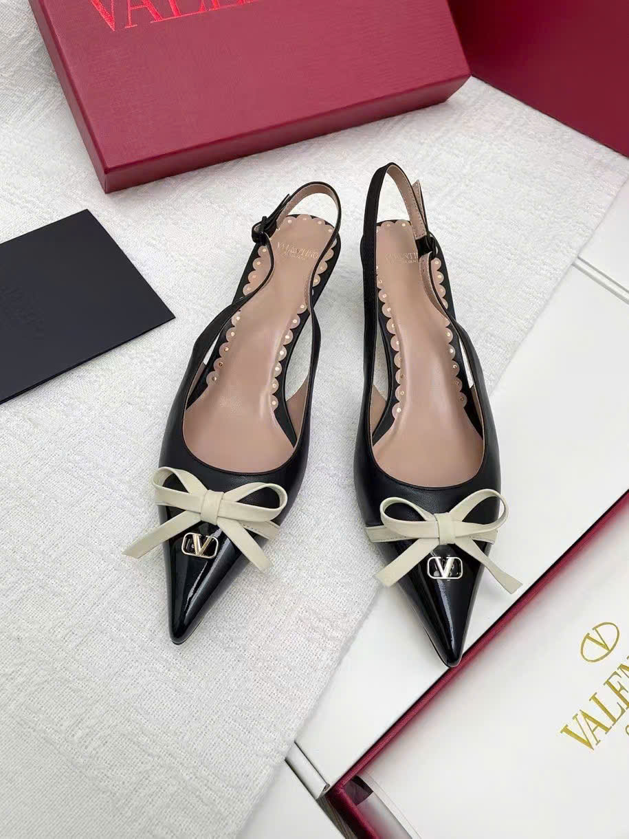 (1:1 replica) Vanlentino V-Logo Slingback Shoes 4cm/8cm