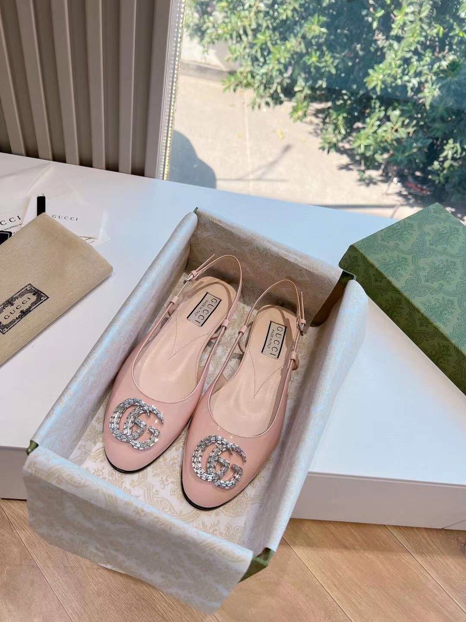 (1:1 replica) Gucci Slingback Flats Women s Shoes