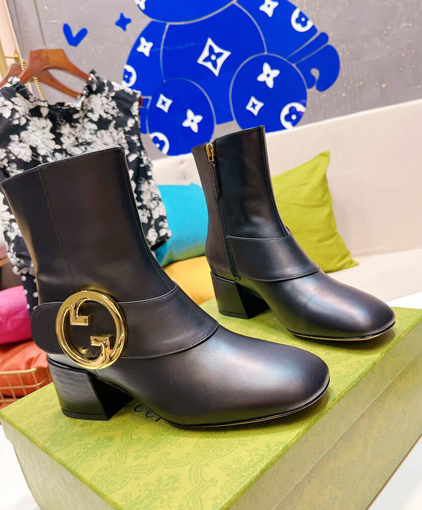 (1:1 replica) Gucci Women s Blondie Ankle Boot 700016 Black
