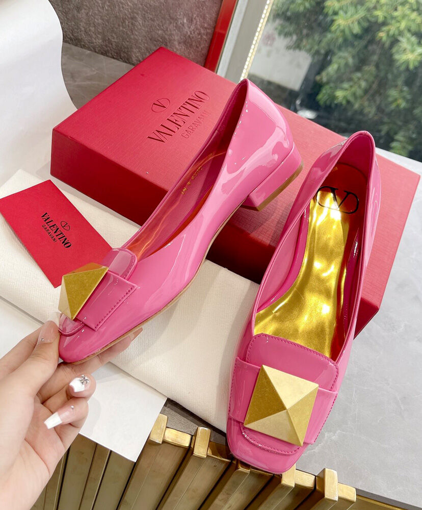 (1:1 replica) Valentino Garavani one Stud Patent Leather Ballet Flats