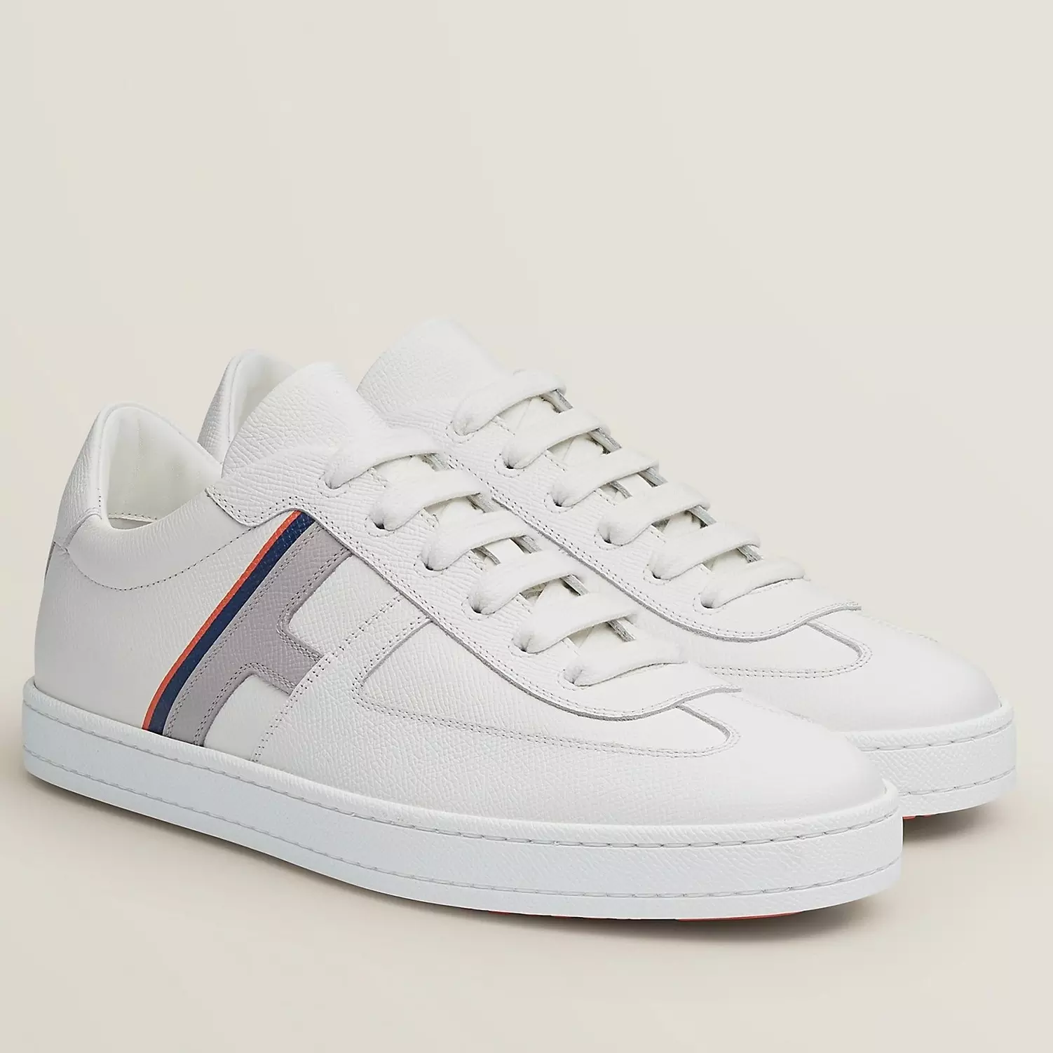 (1:1 replica) Hermes Boomerang Sneakers In Multicolore White Leather HM032