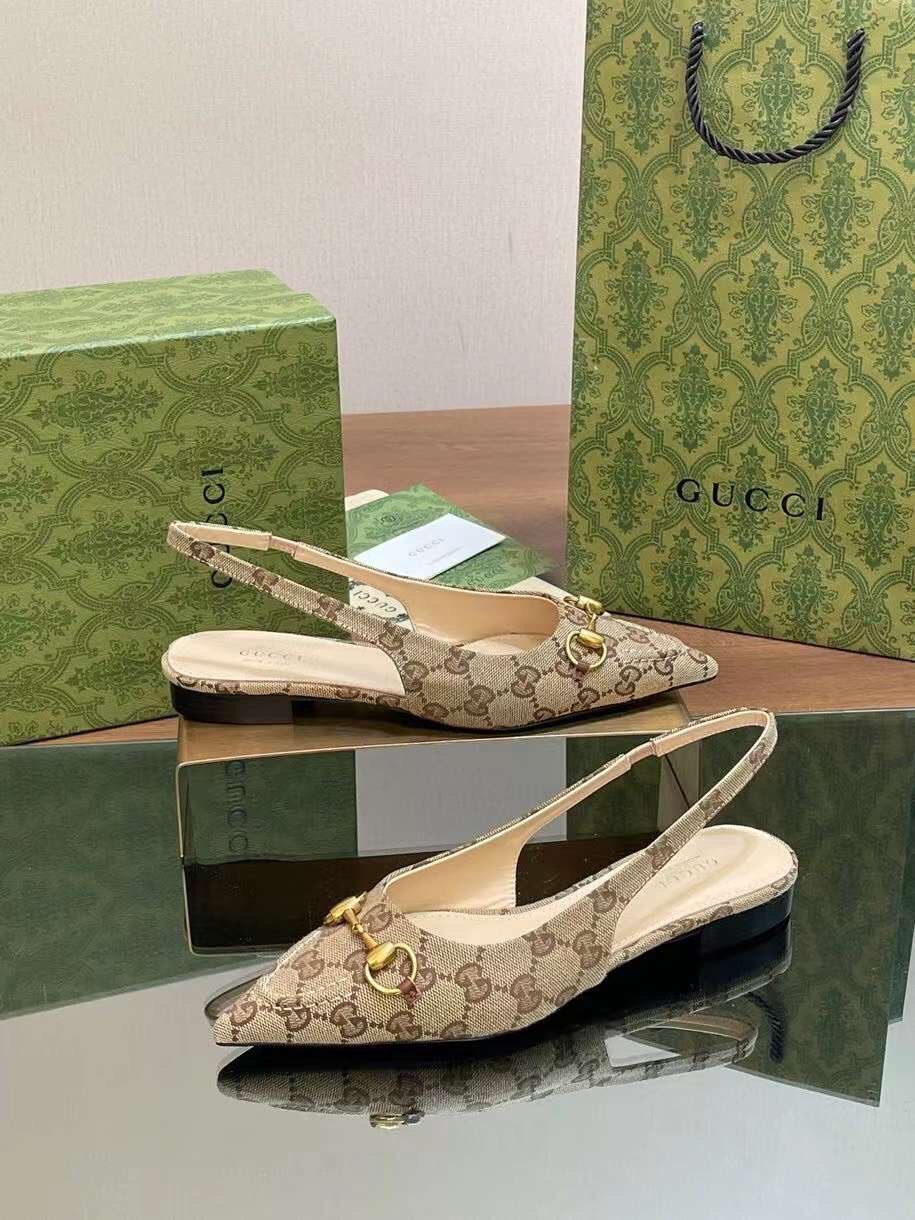 (1:1 replica) Gucci Horsebit Slingback Women s Shoes 2.5cm