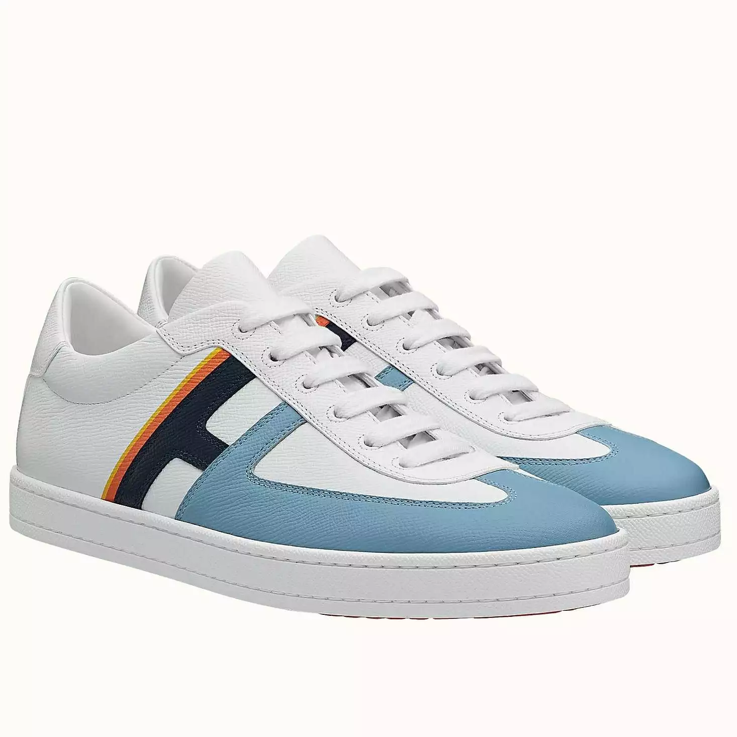 (1:1 replica) Hermes Boomerang Sneakers In Multicolore Blue Leather HM054