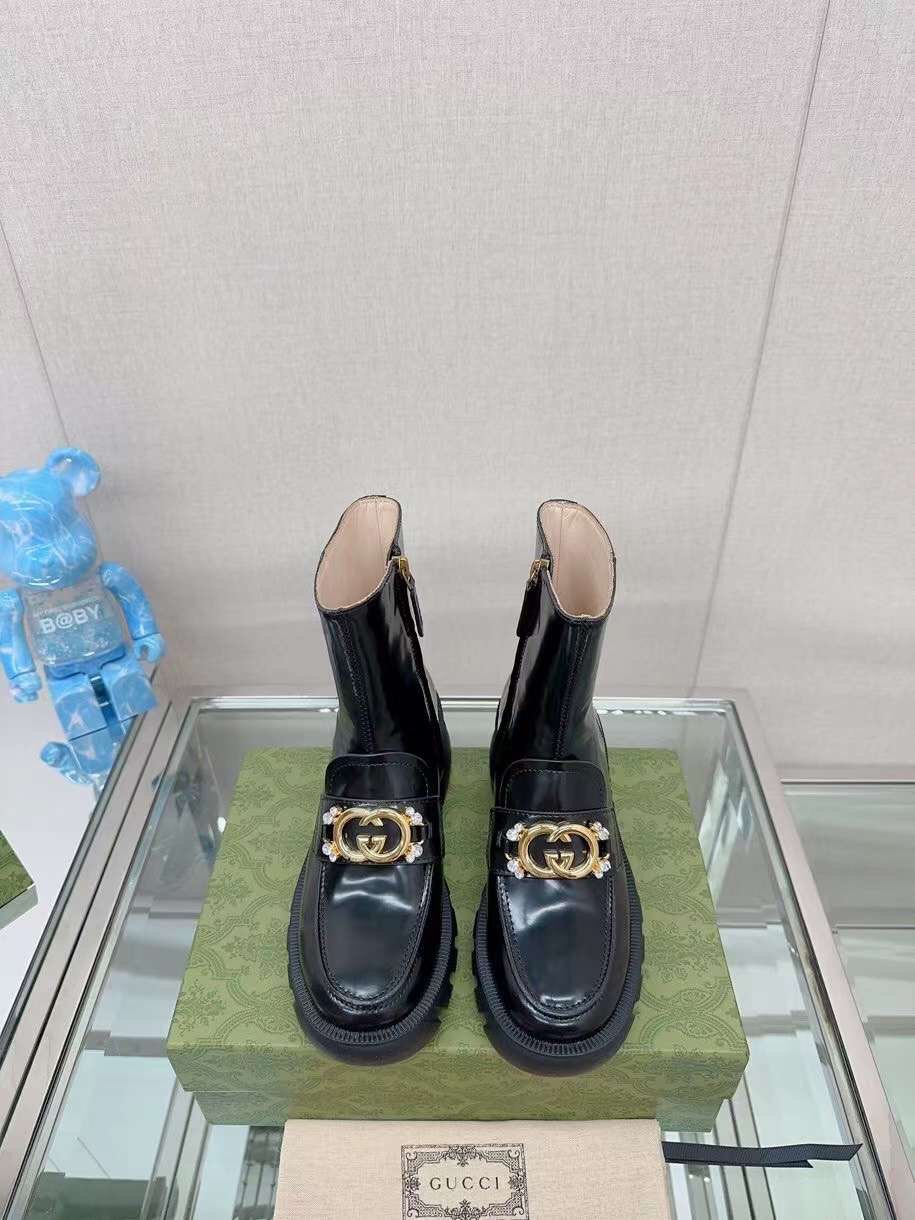 (1:1 replica) Gucci Women s Ankle Boots GG Logo