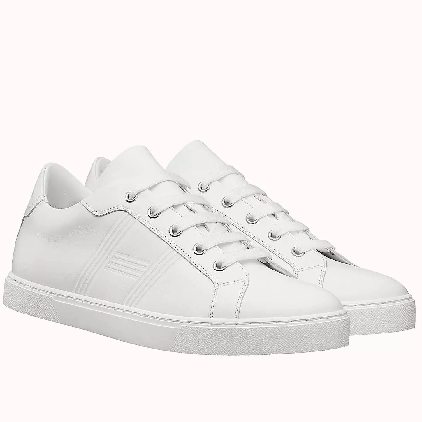 (1:1 replica) Hermes Men s Avantage Sneakers In White Calfskin HM062