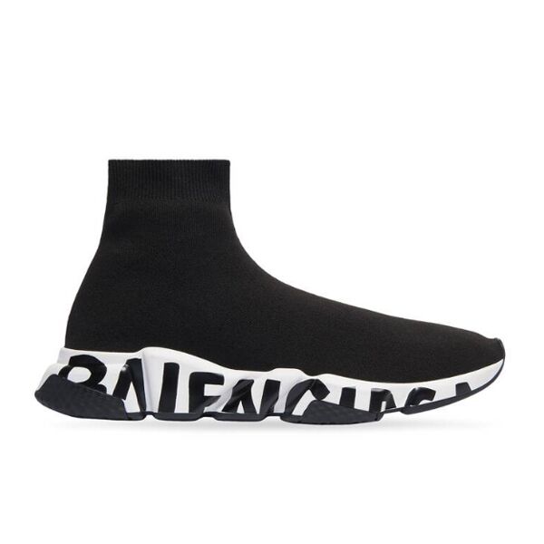 (1:1 replica) BALENCIAGA SPEED RECYCLED KNIT GRAFFITI SNEAKER IN BLACK/WHITE BLA051