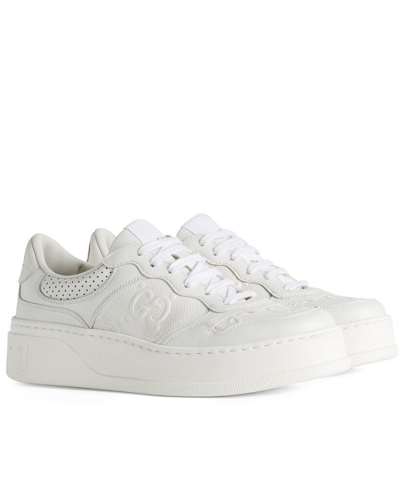 (1:1 replica) Gucci Unisex GG Embossed Sneaker White