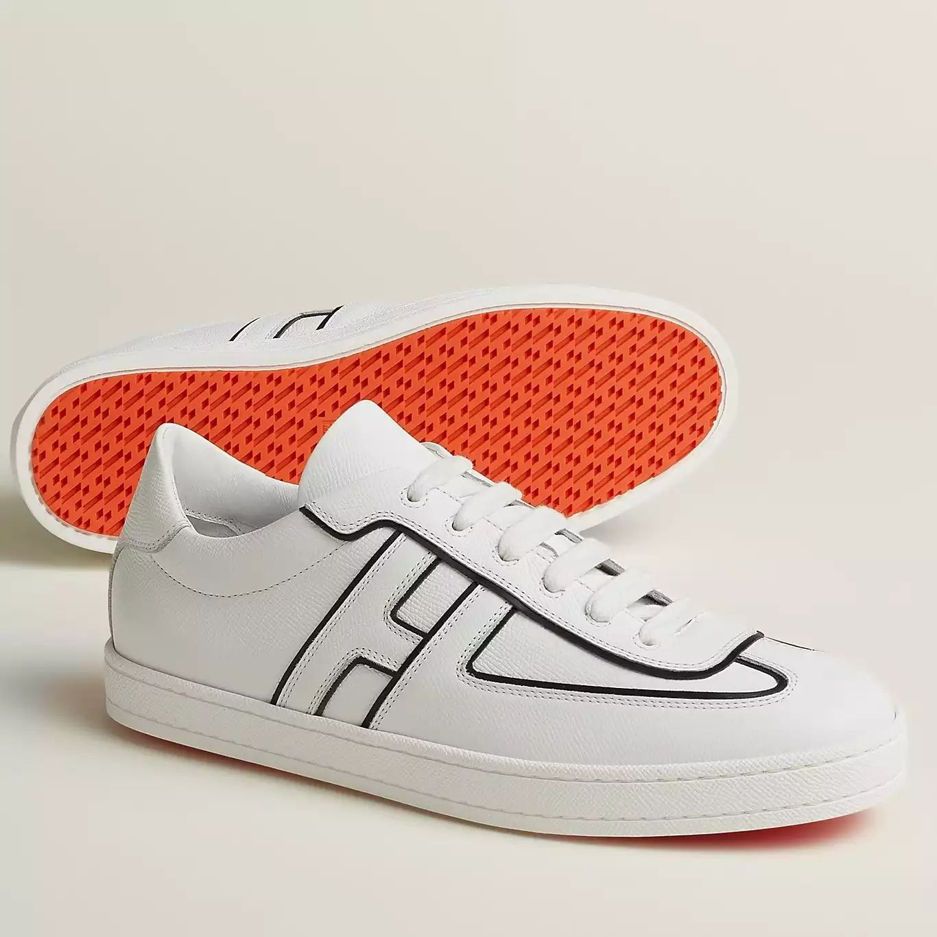 (1:1 replica) Hermes Boomerang Sneakers In White Epsom Calfskin HM021