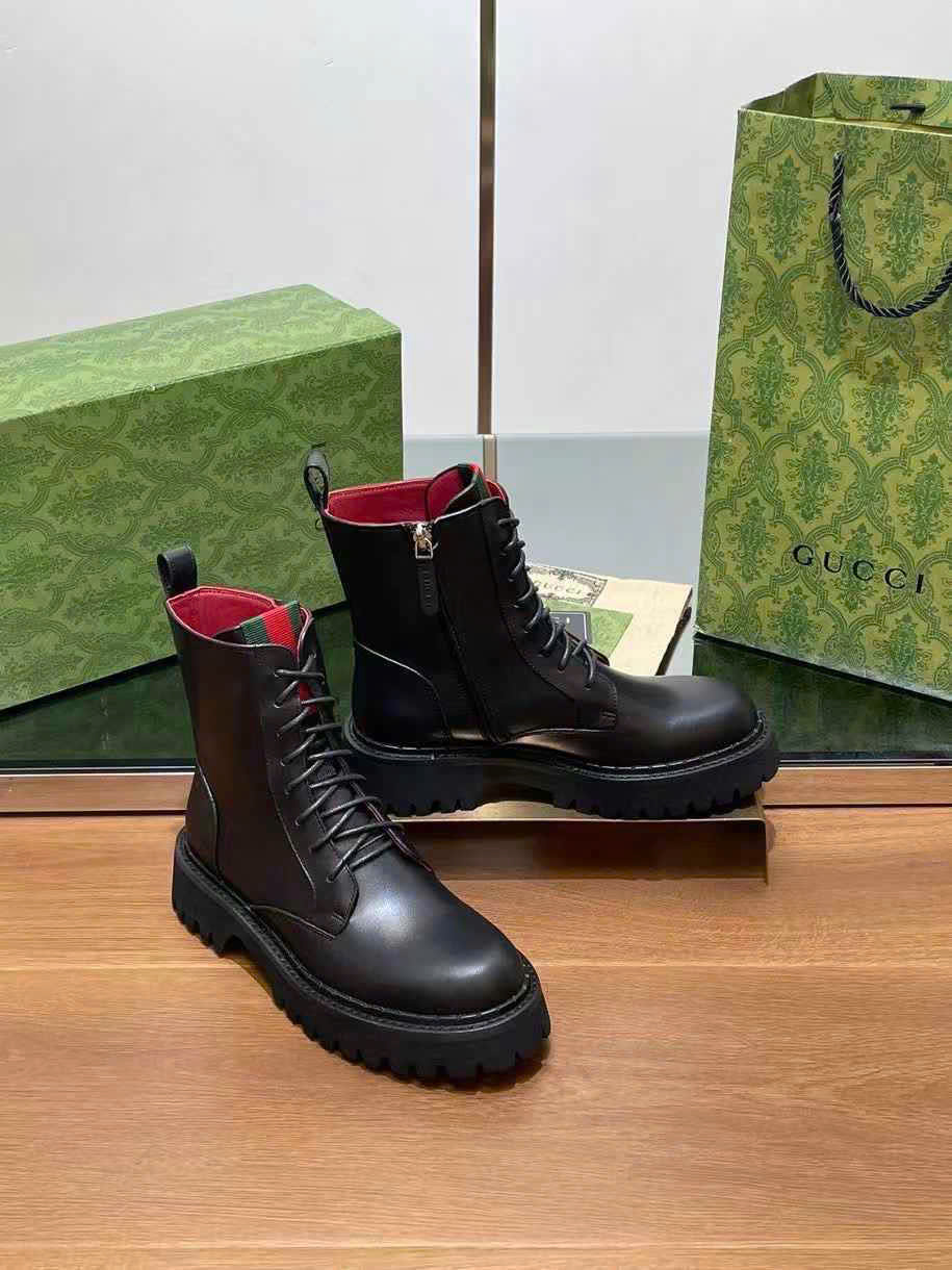 (1:1 replica) Gucci Leather Ankle Boots
