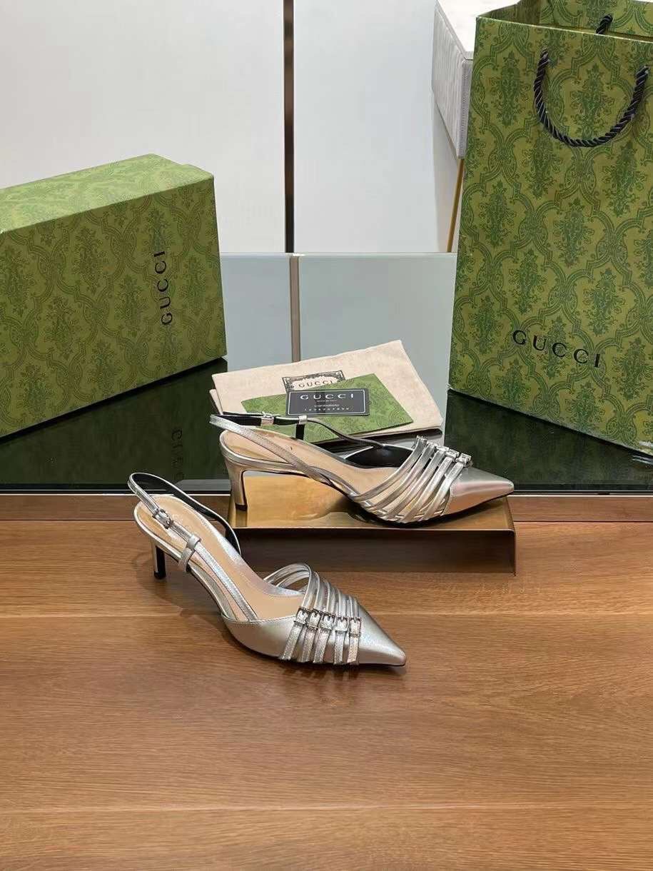 (1:1 replica) Gucci Leather Slingback Women s Shoes 6.5cm News