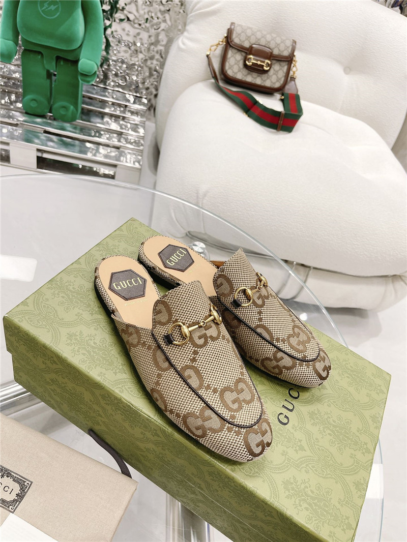 (1:1 replica) Gucci Beige Gg Princetown Slippers