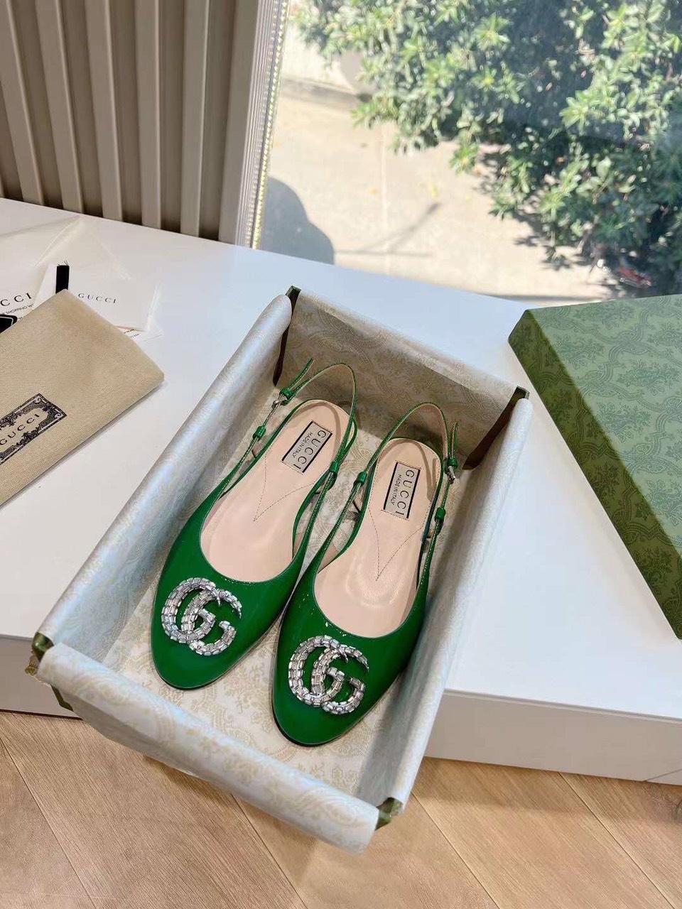 (1:1 replica) Gucci Slingback Flats Women s Shoes