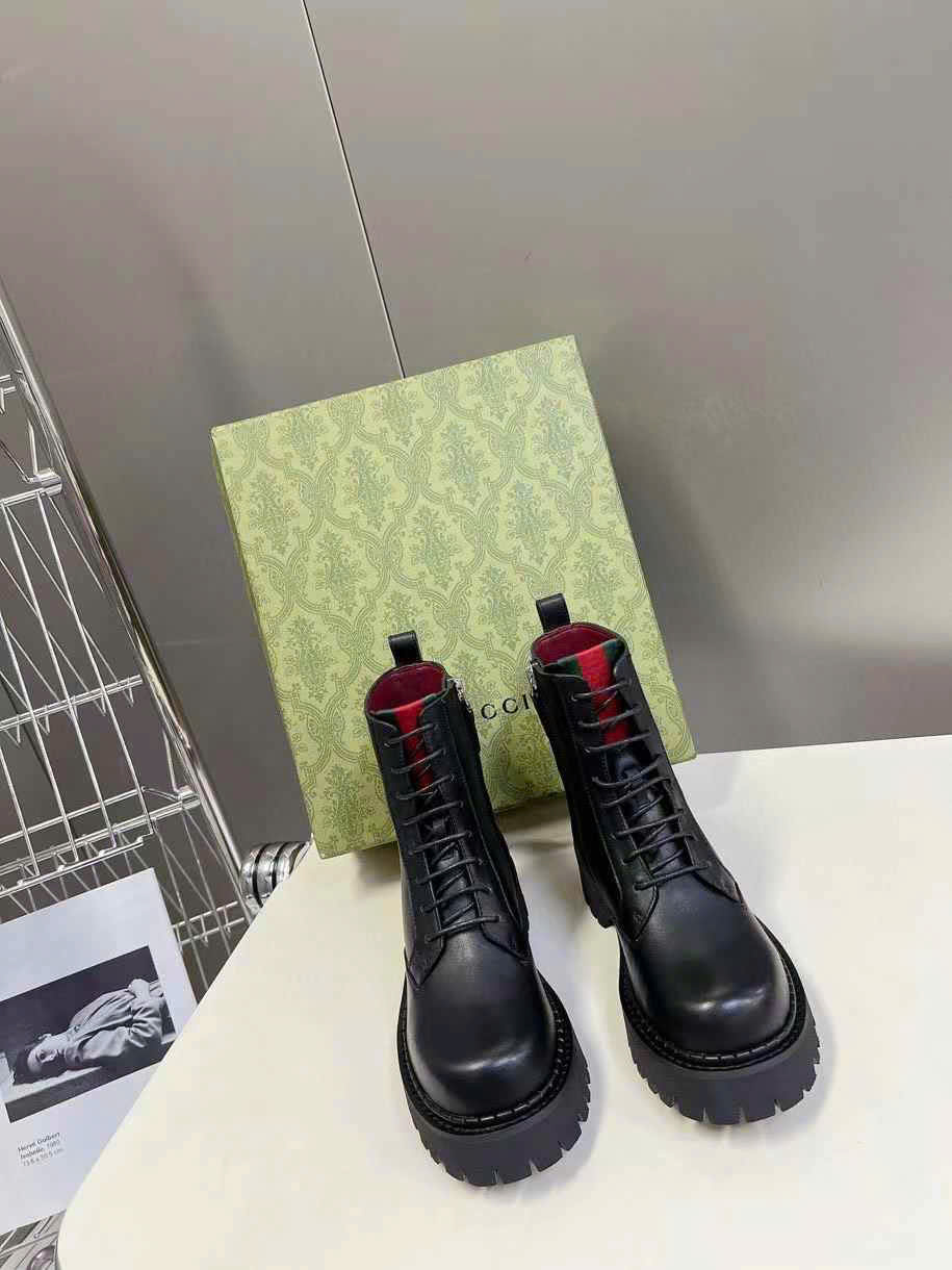 (1:1 replica) Gucci Leather Ankle Boots