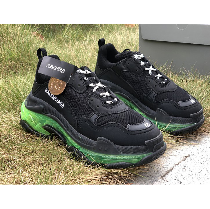 (1:1 replica) Balenciaga Triple S Clear Sole Sneaker in Black/Green
