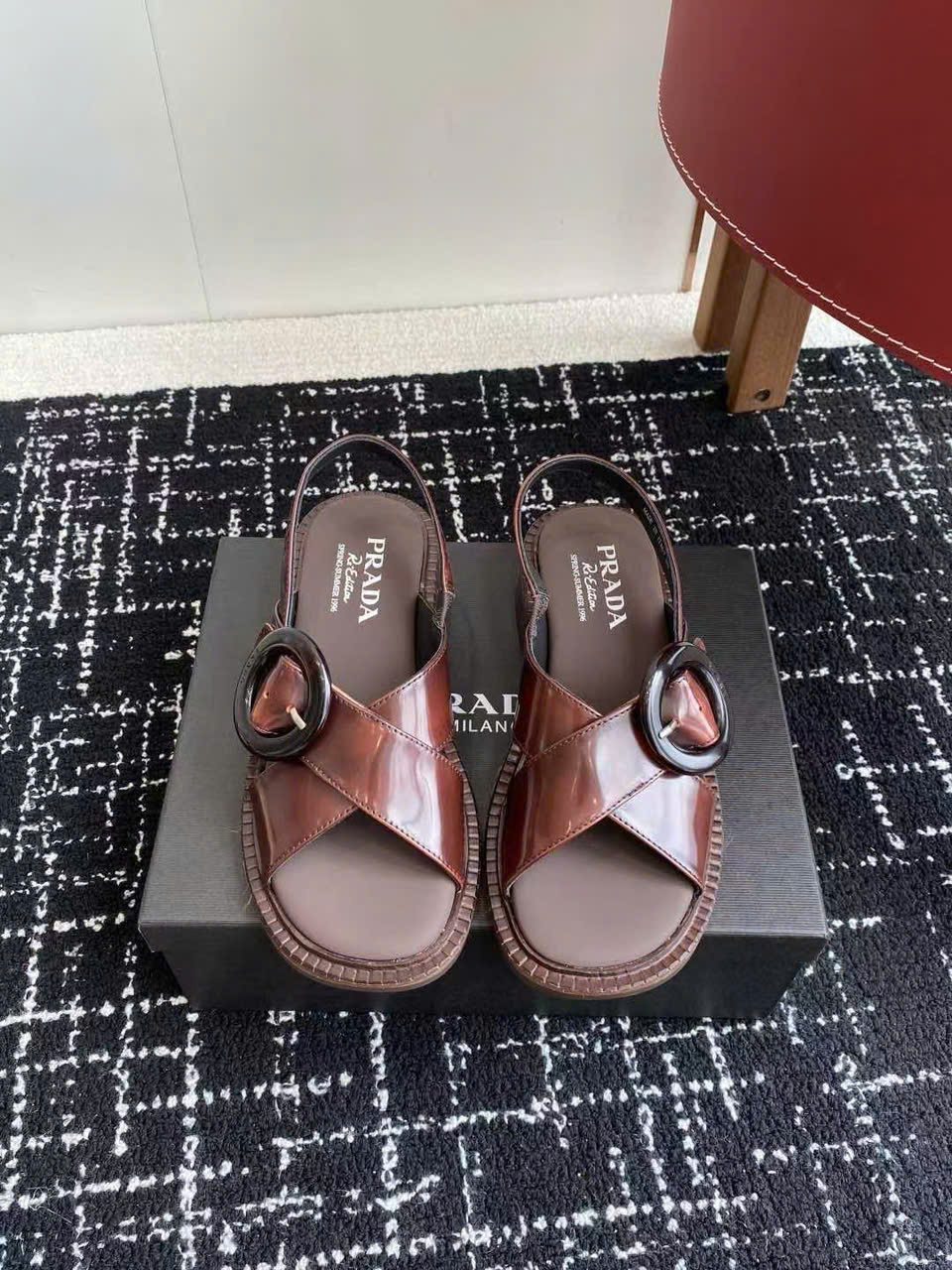 (1:1 replica) Prada Leather Women s Sandals New Arrivals