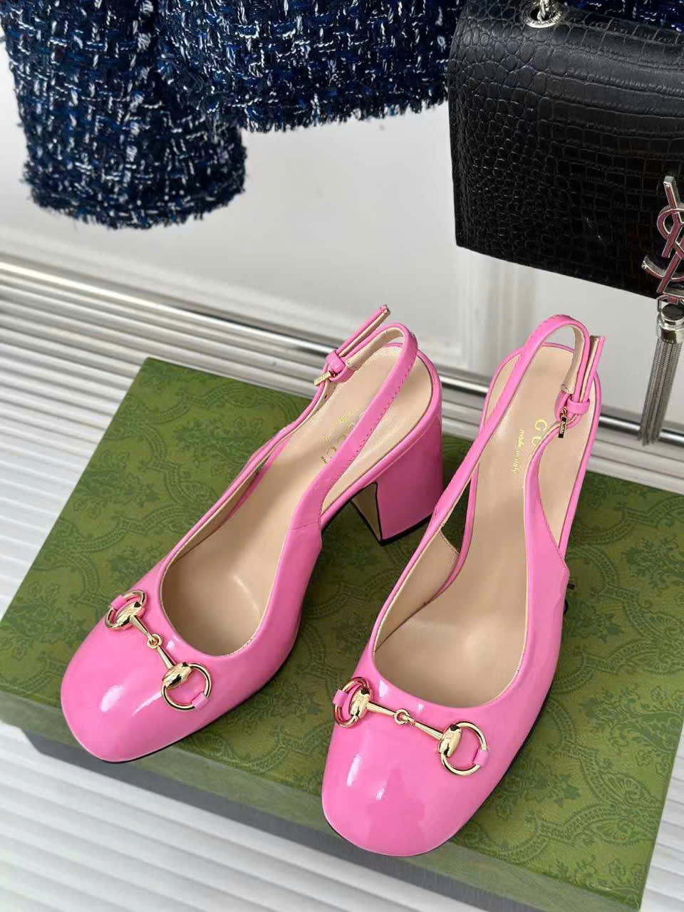 (1:1 replica) Gucci Horsebit Slingback Women s Shoes