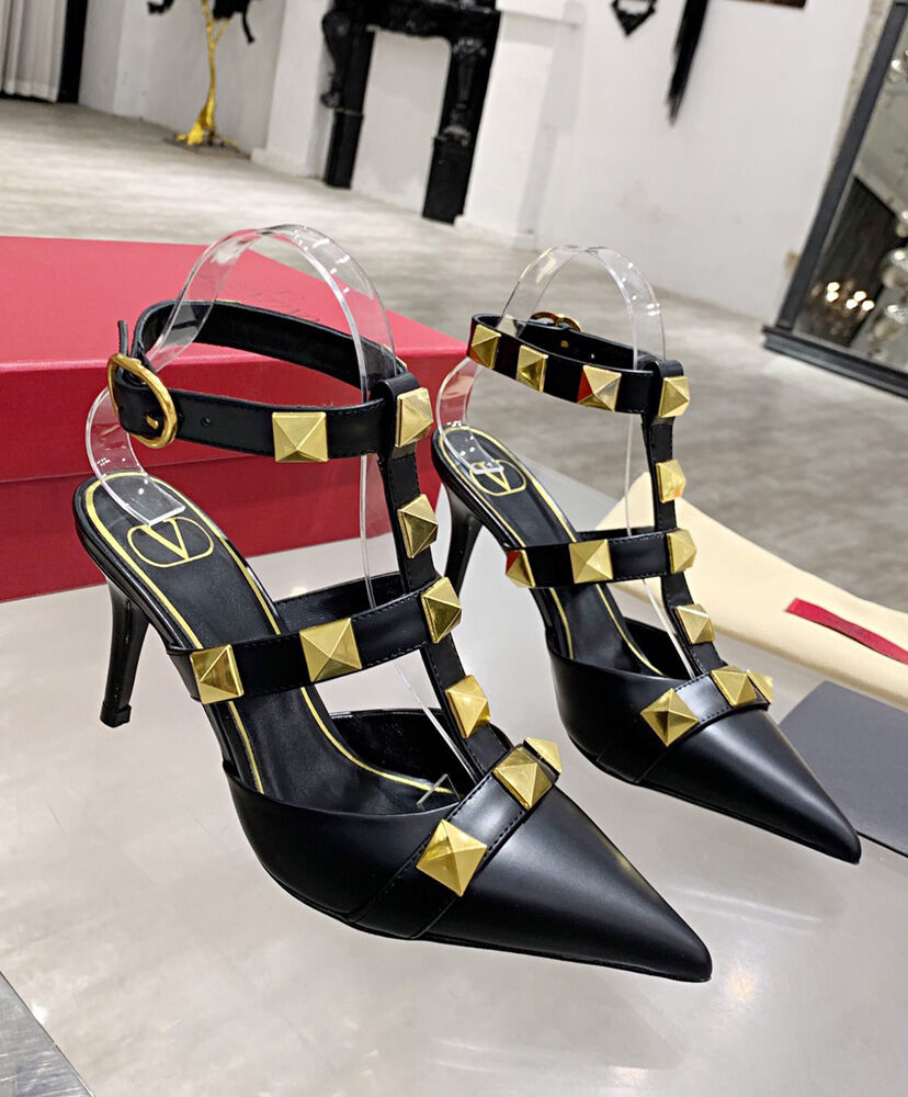 (1:1 replica) Valentino Women s Roman Stud Calfskin Pump 80 MM