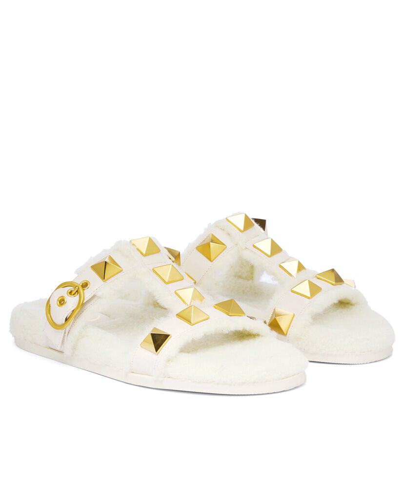 (1:1 replica) Valentino Women s Roman Stud Calfskin Slide Sandal 35 MM